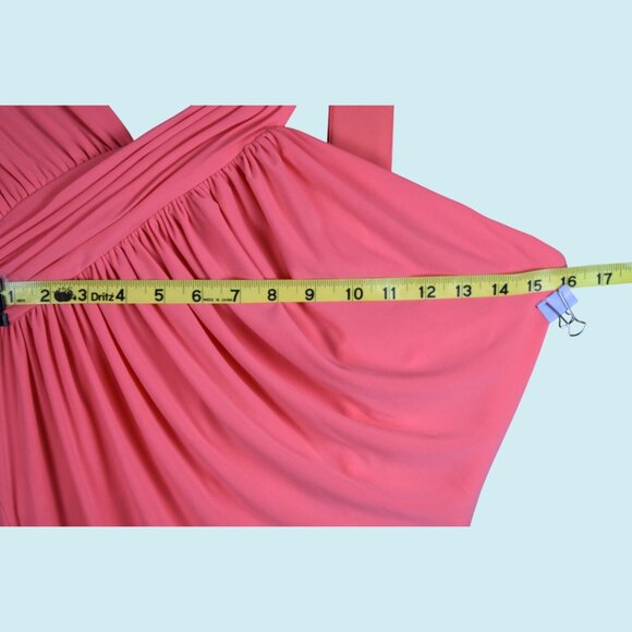 BCBGMAXAZRIA Dress Medium Coral One Shoulder Gathered Side Slit Column Gown NWT - Picture 11 of 15